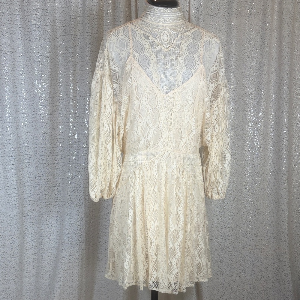 Free People “Bittersweet” Cream Lace Mini